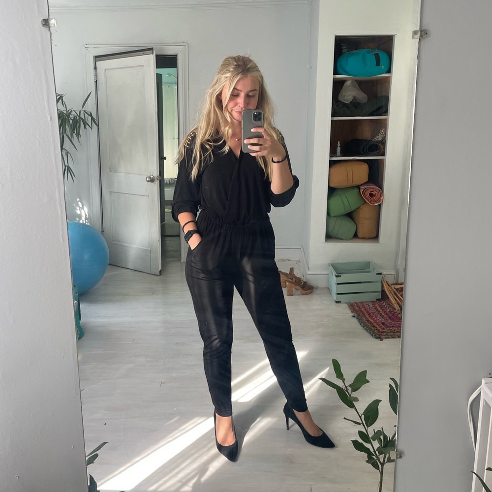 Michael Kors MK Jersey Jumpsuit Studded Black Sz S